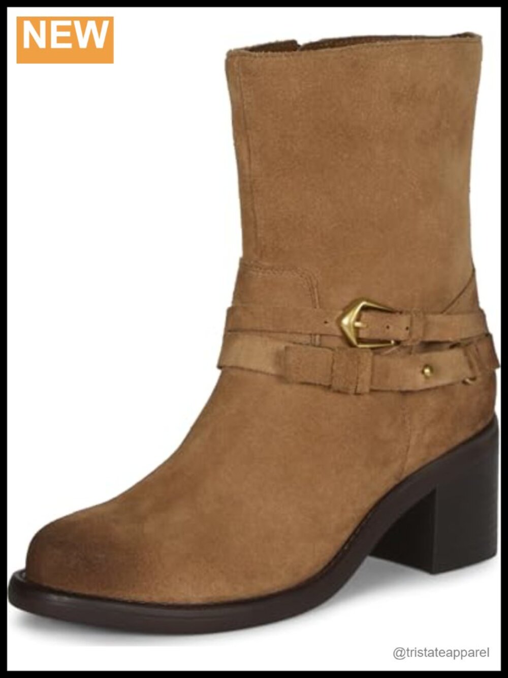 Suede Ankle Bootie Block Heel Almond Toe Zip